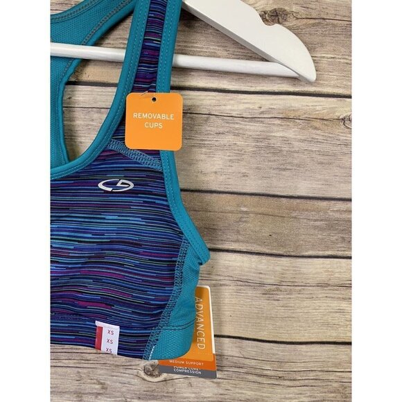Champion NWT Womens XS Power Core Compression Sports Bra Removable Pads Teal - Picture 2 of 9